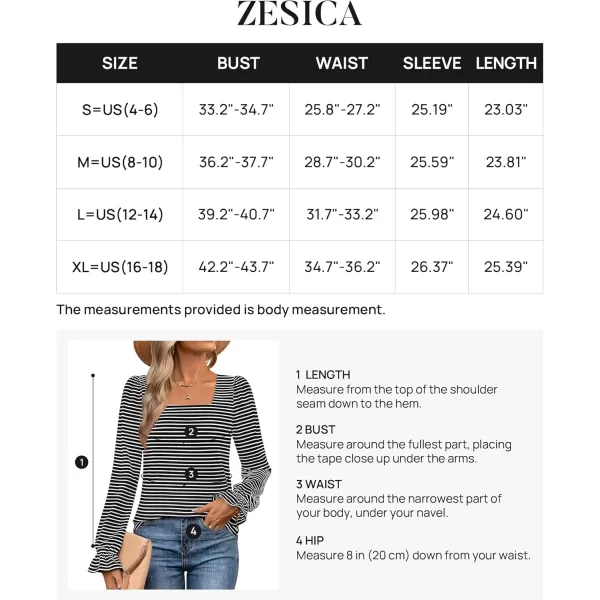 ZESICA Womens Puff Long Sleeve Square Neck Shirts 2024 Fall Causal Trendy Tunic TopsBlack