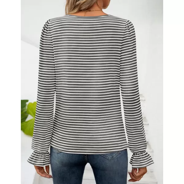 ZESICA Womens Puff Long Sleeve Square Neck Shirts 2024 Fall Causal Trendy Tunic TopsDrakgrey