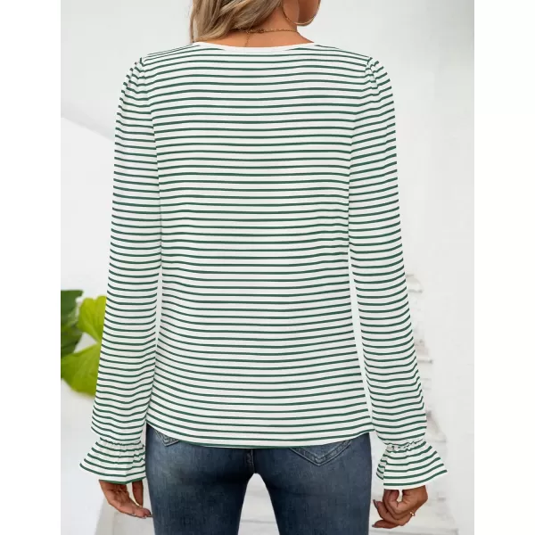ZESICA Womens Puff Long Sleeve Square Neck Shirts 2024 Fall Causal Trendy Tunic TopsGraygreen
