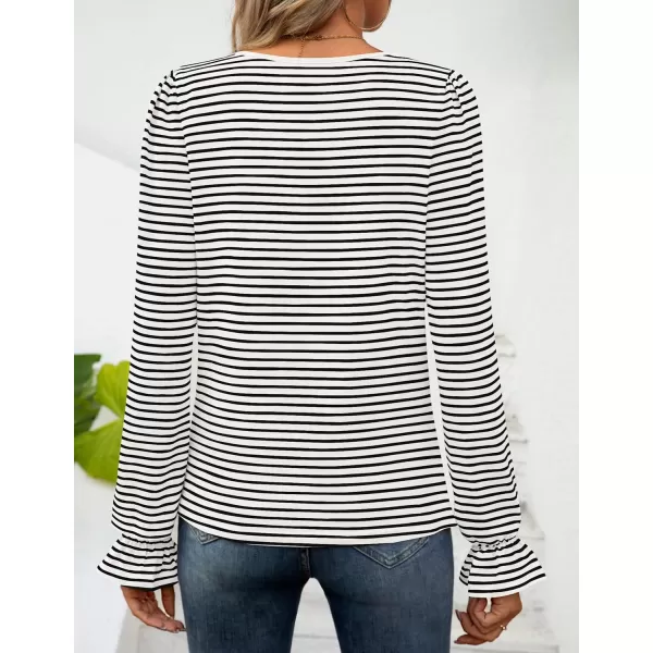 ZESICA Womens Puff Long Sleeve Square Neck Shirts 2024 Fall Causal Trendy Tunic TopsWhite