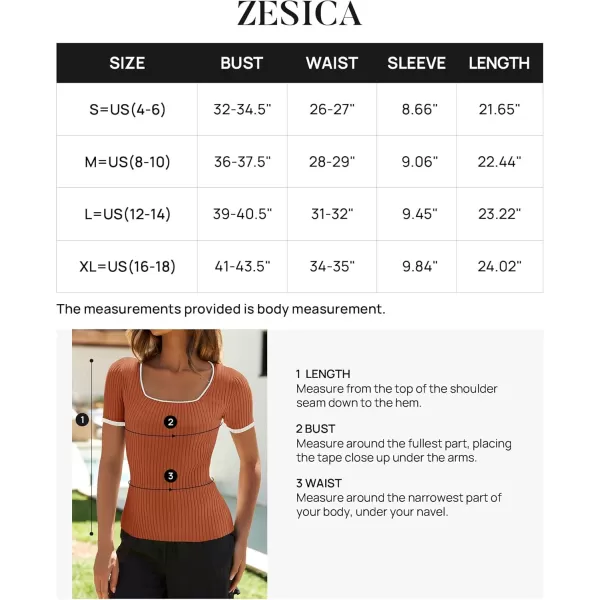 ZESICA Womens Short Sleeve Square Neck Color Block T Shirt 2024 Summer Slim Fit Ribbed Knit Basic Tee TopsRust