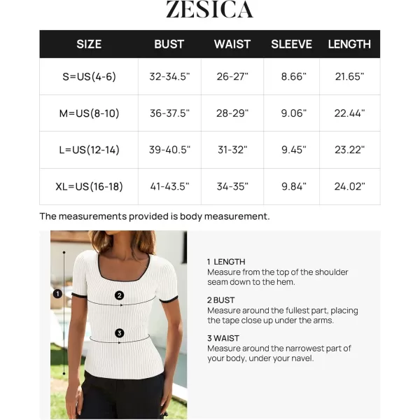 ZESICA Womens Short Sleeve Square Neck Color Block T Shirt 2024 Summer Slim Fit Ribbed Knit Basic Tee TopsWhite