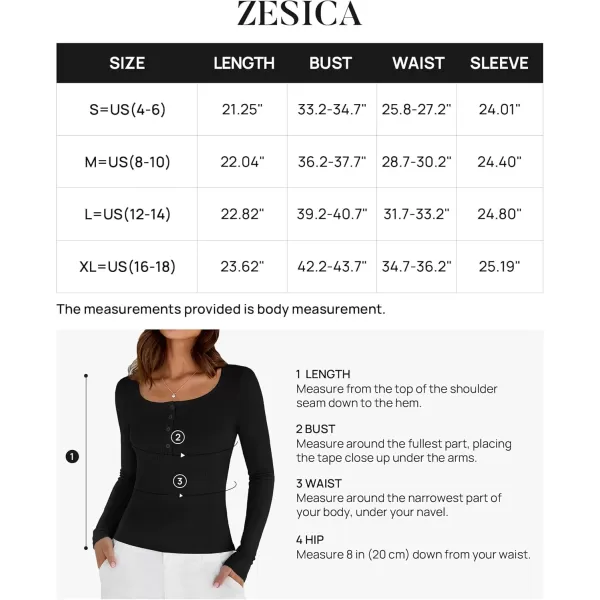 ZESICA Womens Long Sleeve Button Ribbed Shirts 2024 Fall Scoop Neck Casual Henly TopsBlack