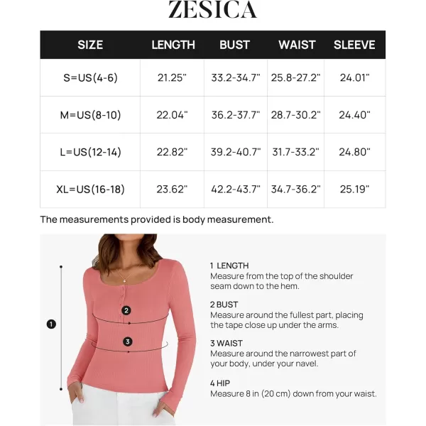 ZESICA Womens Long Sleeve Button Ribbed Shirts 2024 Fall Scoop Neck Casual Henly TopsCoralred