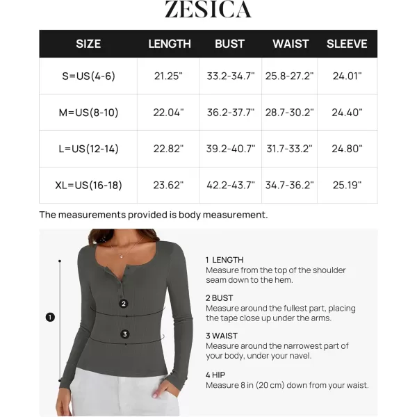 ZESICA Womens Long Sleeve Button Ribbed Shirts 2024 Fall Scoop Neck Casual Henly TopsDarkgrey