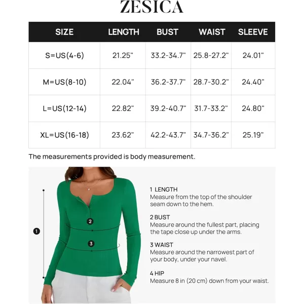 ZESICA Womens Long Sleeve Button Ribbed Shirts 2024 Fall Scoop Neck Casual Henly TopsGreen