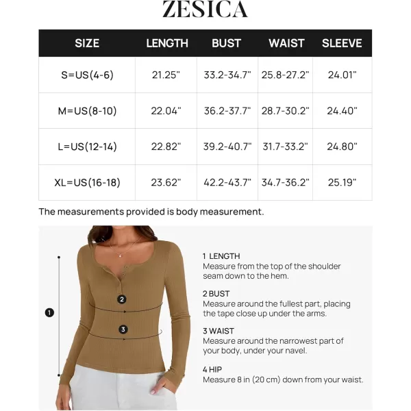 ZESICA Womens Long Sleeve Button Ribbed Shirts 2024 Fall Scoop Neck Casual Henly TopsKhaki