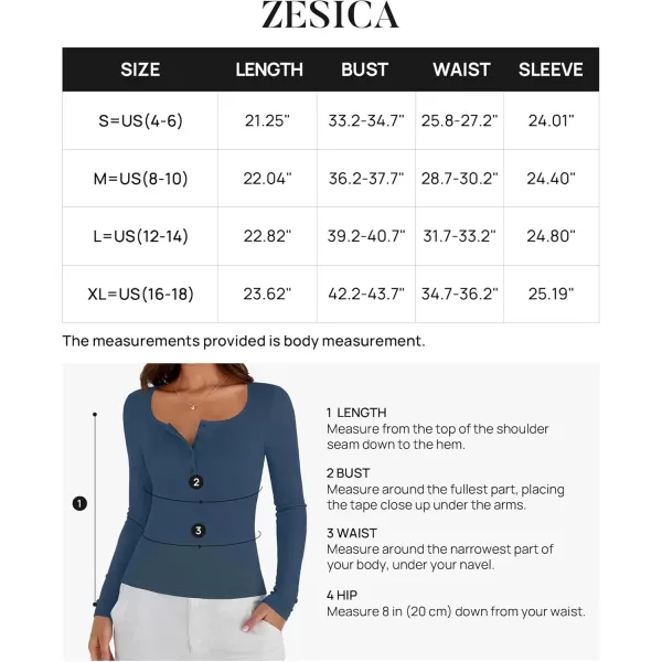 ZESICA Womens Long Sleeve Button Ribbed Shirts 2024 Fall Scoop Neck Casual Henly TopsNavy