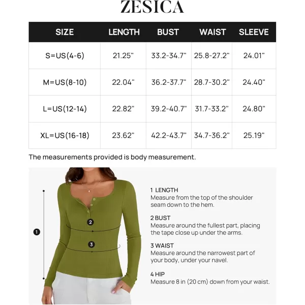 ZESICA Womens Long Sleeve Button Ribbed Shirts 2024 Fall Scoop Neck Casual Henly TopsOlive