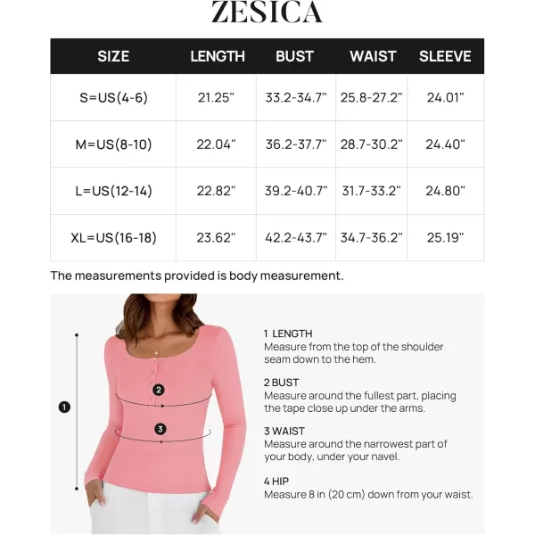 ZESICA Womens Long Sleeve Button Ribbed Shirts 2024 Fall Scoop Neck Casual Henly TopsPink