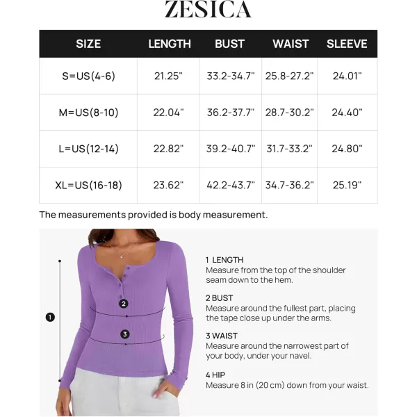 ZESICA Womens Long Sleeve Button Ribbed Shirts 2024 Fall Scoop Neck Casual Henly TopsPurple