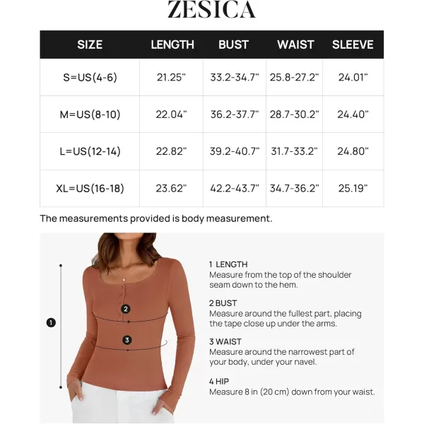 ZESICA Womens Long Sleeve Button Ribbed Shirts 2024 Fall Scoop Neck Casual Henly TopsRust