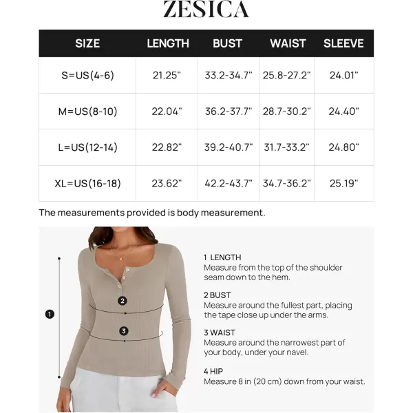 ZESICA Womens Long Sleeve Button Ribbed Shirts 2024 Fall Scoop Neck Casual Henly TopsSand