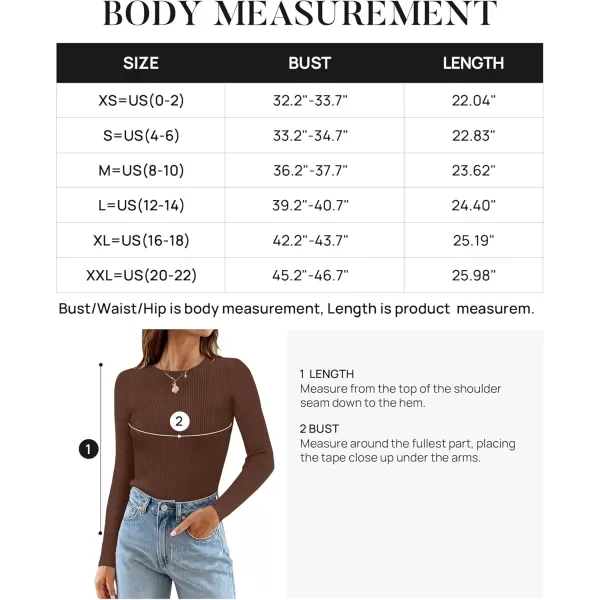 ZESICA Womens Long Sleeve Crewneck Shirts 2024 Fall Knit Sweater Slim Fitted Casual Basic Tee TopsCoffee