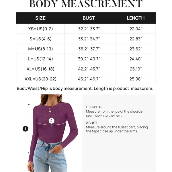 ZESICA Womens Long Sleeve Crewneck Shirts 2024 Fall Knit Sweater Slim Fitted Casual Basic Tee TopsFuchsia