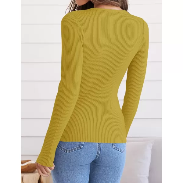 ZESICA Womens Long Sleeve Crewneck Shirts 2024 Fall Knit Sweater Slim Fitted Casual Basic Tee TopsGinger