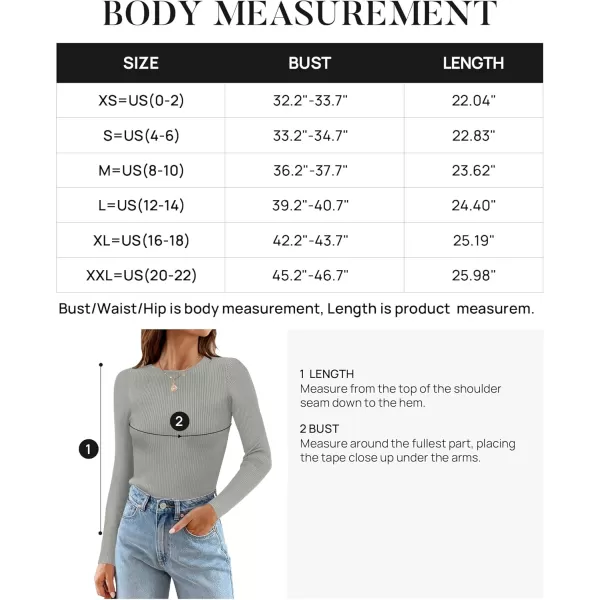 ZESICA Womens Long Sleeve Crewneck Shirts 2024 Fall Knit Sweater Slim Fitted Casual Basic Tee TopsGrey