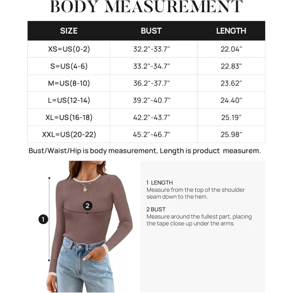 ZESICA Womens Long Sleeve Crewneck Shirts 2024 Fall Knit Sweater Slim Fitted Casual Basic Tee TopsMocha