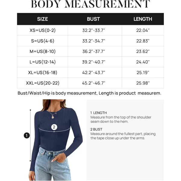 ZESICA Womens Long Sleeve Crewneck Shirts 2024 Fall Knit Sweater Slim Fitted Casual Basic Tee TopsNavy