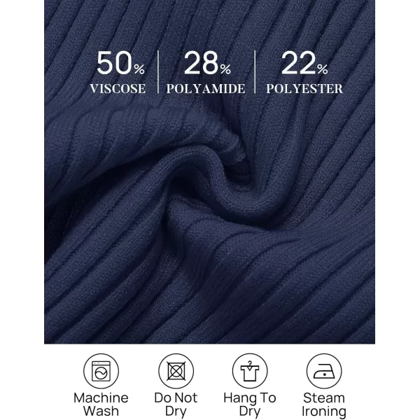 ZESICA Womens Long Sleeve Crewneck Shirts 2024 Fall Knit Sweater Slim Fitted Casual Basic Tee TopsNavy