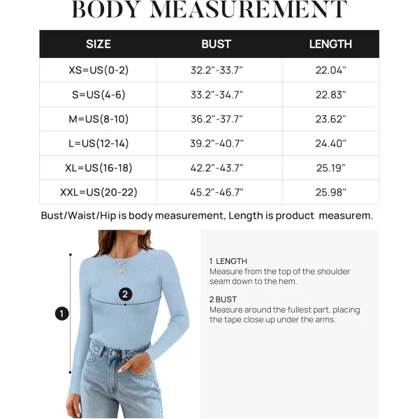 ZESICA Womens Long Sleeve Crewneck Shirts 2024 Fall Knit Sweater Slim Fitted Casual Basic Tee TopsSky