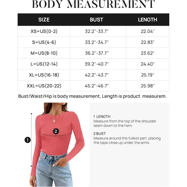 ZESICA Womens Long Sleeve Crewneck Shirts 2024 Fall Knit Sweater Slim Fitted Casual Basic Tee TopsWatermelon