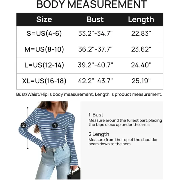 ZESICA Womens Long Sleeve Striped Shirts V Neck Button Up Sweater Casual Loose Basic Tops 2024 Trendy Fall ClothesBlue