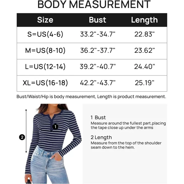 ZESICA Womens Long Sleeve Striped Shirts V Neck Button Up Sweater Casual Loose Basic Tops 2024 Trendy Fall ClothesNavy