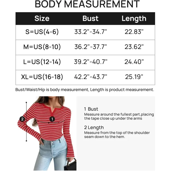 ZESICA Womens Long Sleeve Striped Shirts V Neck Button Up Sweater Casual Loose Basic Tops 2024 Trendy Fall ClothesRed
