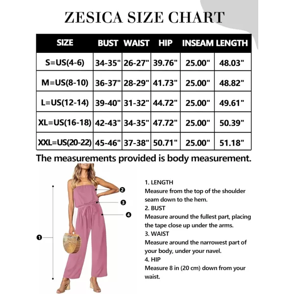 ZESICA Womens 2024 Casual Off Shoulder Solid Color Strapless Belted Wide Leg Jumpsuit RomperDustypink