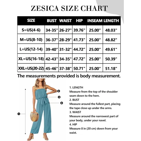 ZESICA Womens 2024 Casual Off Shoulder Solid Color Strapless Belted Wide Leg Jumpsuit RomperSage