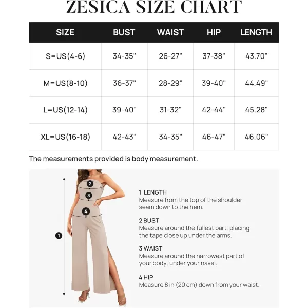 ZESICA Womens 2024 Strapless Jumpsuit Casual Off Shoulder High Waist Wide Leg Side Slit Long Romper Playsuits with PocketsGreyapricot