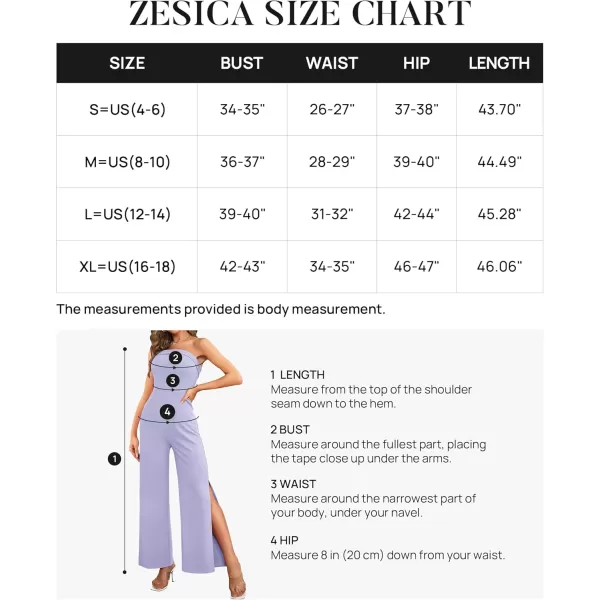 ZESICA Womens 2024 Strapless Jumpsuit Casual Off Shoulder High Waist Wide Leg Side Slit Long Romper Playsuits with PocketsPurple
