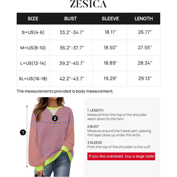 ZESICA Womens Casual Striped Pullover Tops Long Sleeve Shirts Crewneck Oversized Sweatshirts 2024 Fall ClothesMilkblue