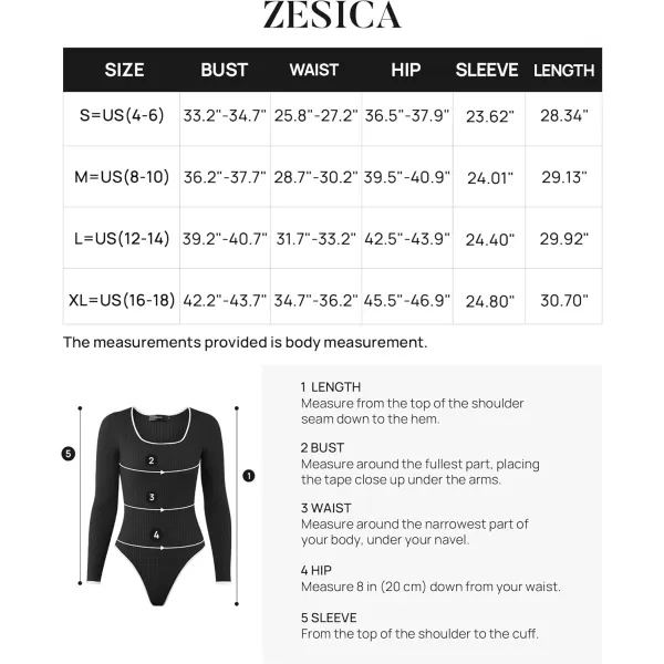 ZESICA Womens Long Sleeve Square Neck Bodysuits 2024 Fall Ribbed Color Block Slim Fitted Knit Basic Body Suit TopsBlack