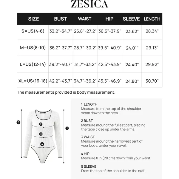 ZESICA Womens Long Sleeve Square Neck Bodysuits 2024 Fall Ribbed Color Block Slim Fitted Knit Basic Body Suit TopsWhite