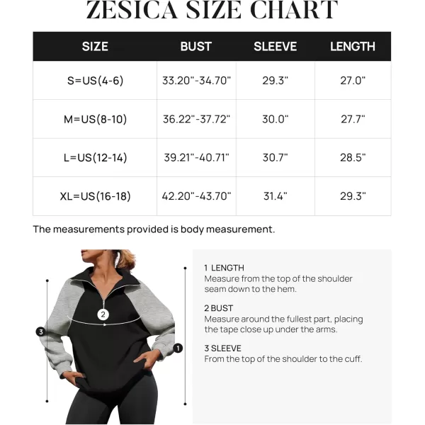 ZESICA Womens Oversized Sweatshirts 2024 Half Zip Long Sleeve Pullover Tops Fall Fashion Color Block ClothesBlack