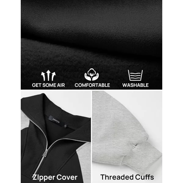ZESICA Womens Oversized Sweatshirts 2024 Half Zip Long Sleeve Pullover Tops Fall Fashion Color Block ClothesBlack