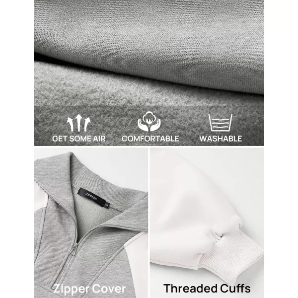 ZESICA Womens Oversized Sweatshirts 2024 Half Zip Long Sleeve Pullover Tops Fall Fashion Color Block ClothesGrey