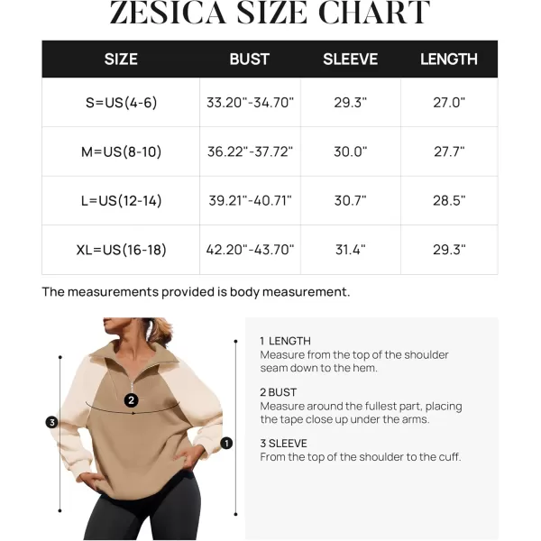 ZESICA Womens Oversized Sweatshirts 2024 Half Zip Long Sleeve Pullover Tops Fall Fashion Color Block ClothesKhaki