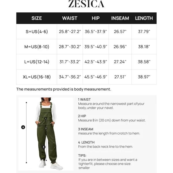 ZESICA Womens Sleeveless Overalls Jumpsuit Casual Loose Adjustable Straps Bib Long Pant Jumpsuits with PocketsArmy Green