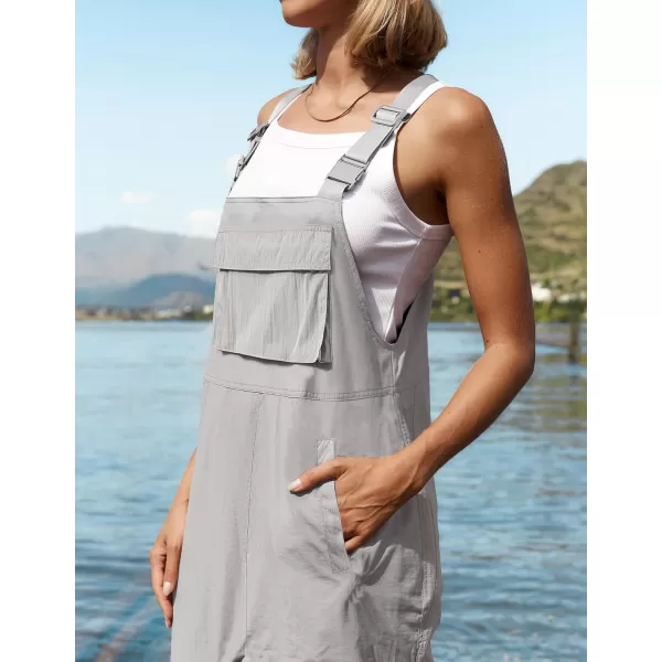 ZESICA Womens Sleeveless Overalls Jumpsuit Casual Loose Adjustable Straps Bib Long Pant Jumpsuits with PocketsLight Grey