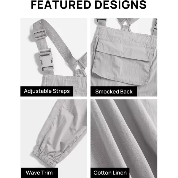 ZESICA Womens Sleeveless Overalls Jumpsuit Casual Loose Adjustable Straps Bib Long Pant Jumpsuits with PocketsLight Grey