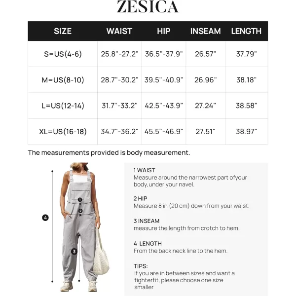 ZESICA Womens Sleeveless Overalls Jumpsuit Casual Loose Adjustable Straps Bib Long Pant Jumpsuits with PocketsLight Grey
