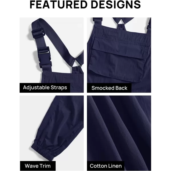 ZESICA Womens Sleeveless Overalls Jumpsuit Casual Loose Adjustable Straps Bib Long Pant Jumpsuits with PocketsNavy