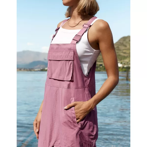 ZESICA Womens Sleeveless Overalls Jumpsuit Casual Loose Adjustable Straps Bib Long Pant Jumpsuits with PocketsPink
