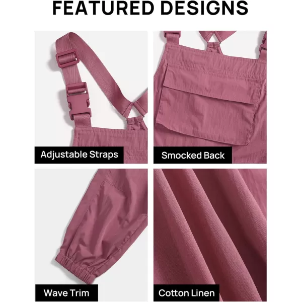 ZESICA Womens Sleeveless Overalls Jumpsuit Casual Loose Adjustable Straps Bib Long Pant Jumpsuits with PocketsPink