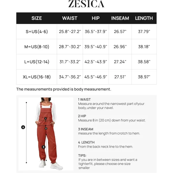 ZESICA Womens Sleeveless Overalls Jumpsuit Casual Loose Adjustable Straps Bib Long Pant Jumpsuits with PocketsRust