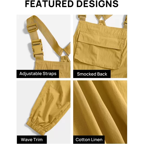 ZESICA Womens Sleeveless Overalls Jumpsuit Casual Loose Adjustable Straps Bib Long Pant Jumpsuits with PocketsYellow