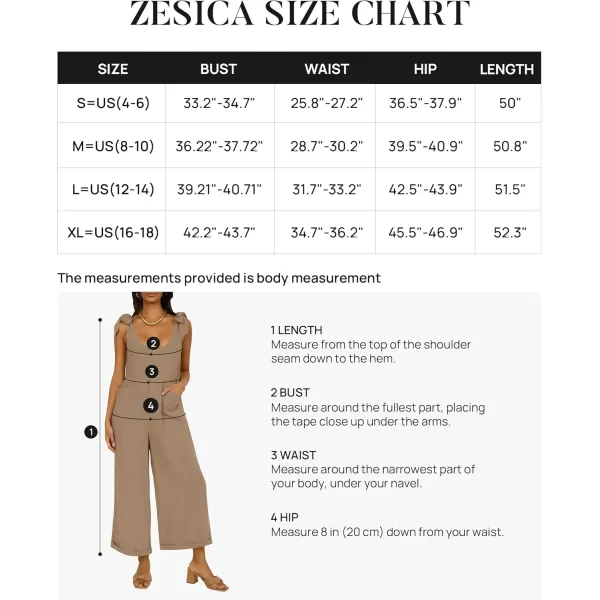 ZESICA Womens Summer Loose Sleeveless Jumpsuits Linen Adjustable Straps Oversized Wide Leg Long Overall Rompers with PocketsKhaki